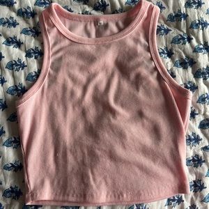Basic pink ribbed cropped tank top